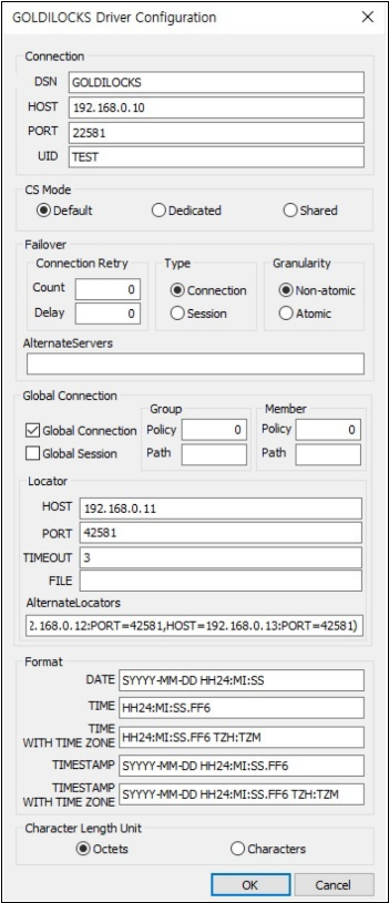 ODBC driver configuration